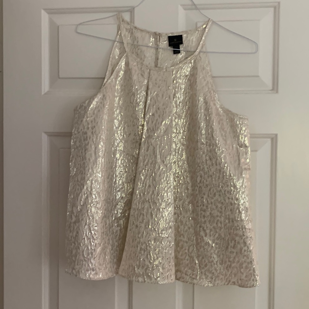 Cream and gold halter top blouse